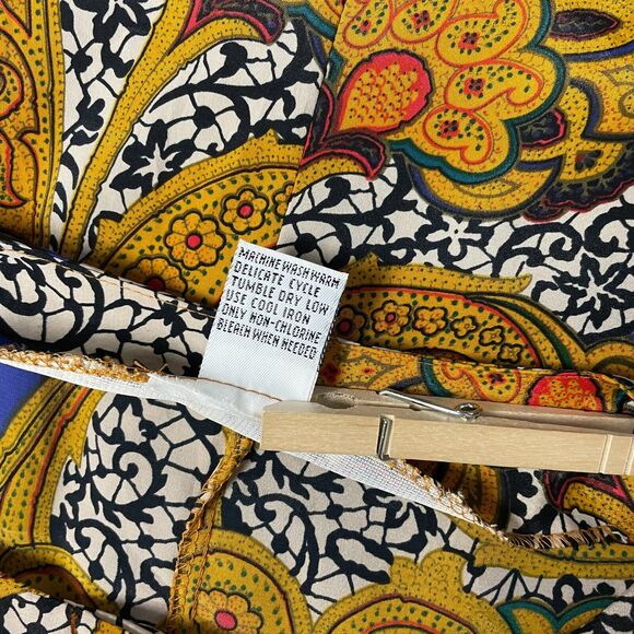 Vintage Blouse Size 6 Gold Purple Paisley Art Print Secretary Button Boho 90s - Picture 10 of 13